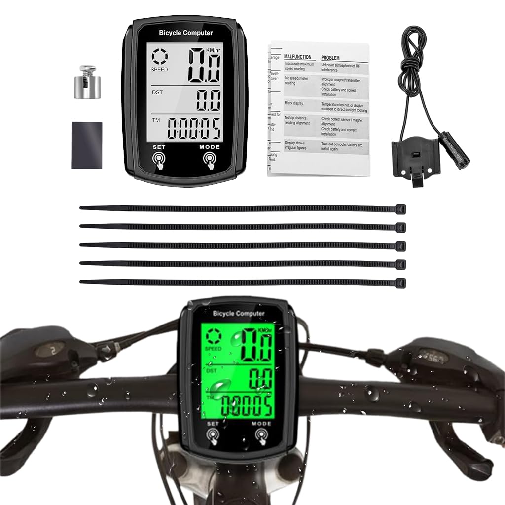 Proberos® Bike Computer and Bicycle Odometer Wired KM/H Bike Speedometer with Automatic Wake-Up Cycling Speed Tracker