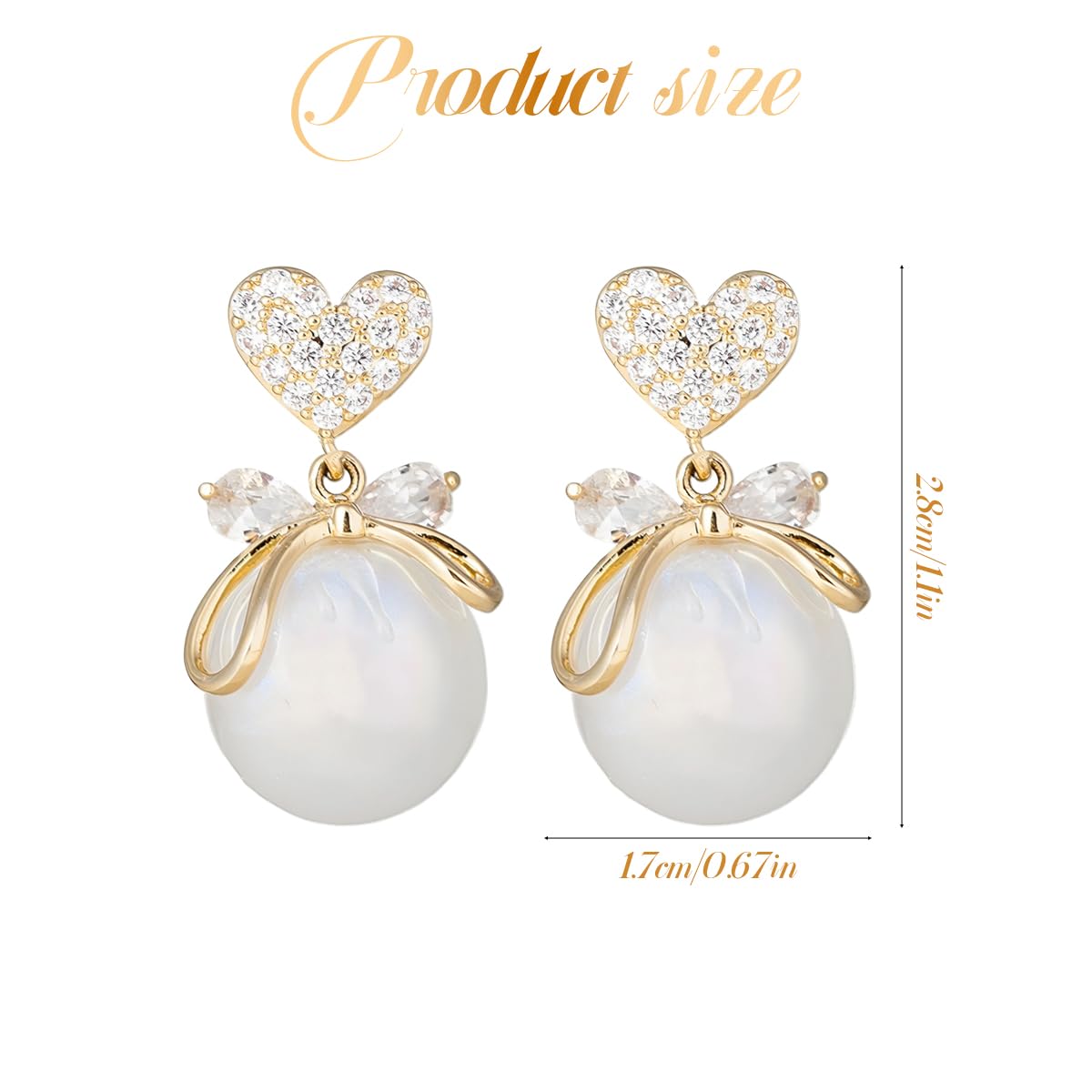 ZIBUYU Pearl Stud Earrings for Women featuring Heart-Shaped Crystal Design | Elegant Gift