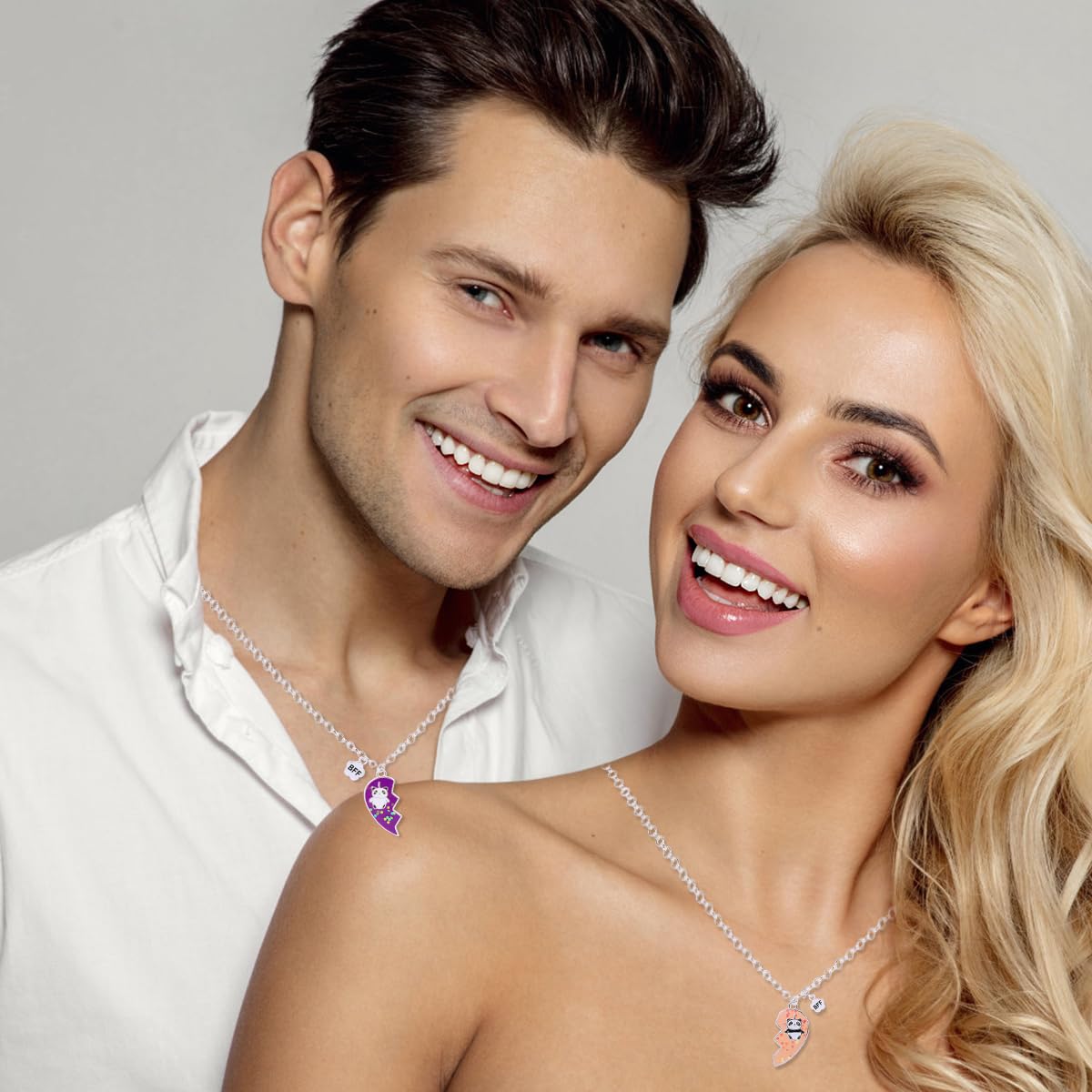 Zibuyu Necklace for Girls featuring Heart-Shaped BFF Panda Pendants | 2 Pcs Friendship Gift