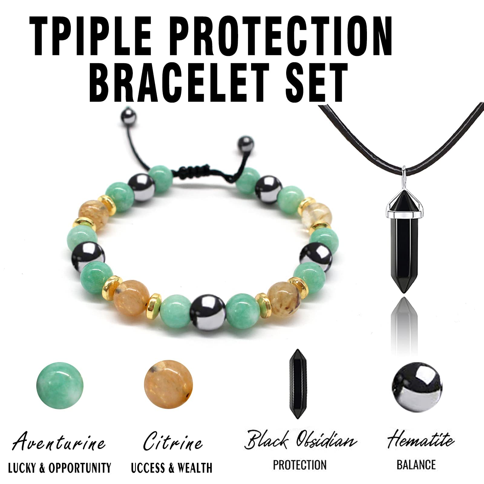 SANNIDHI Beaded Bracelet for Men and Women with Pendant Chain | Energy and Healing Accessory 1 Pc