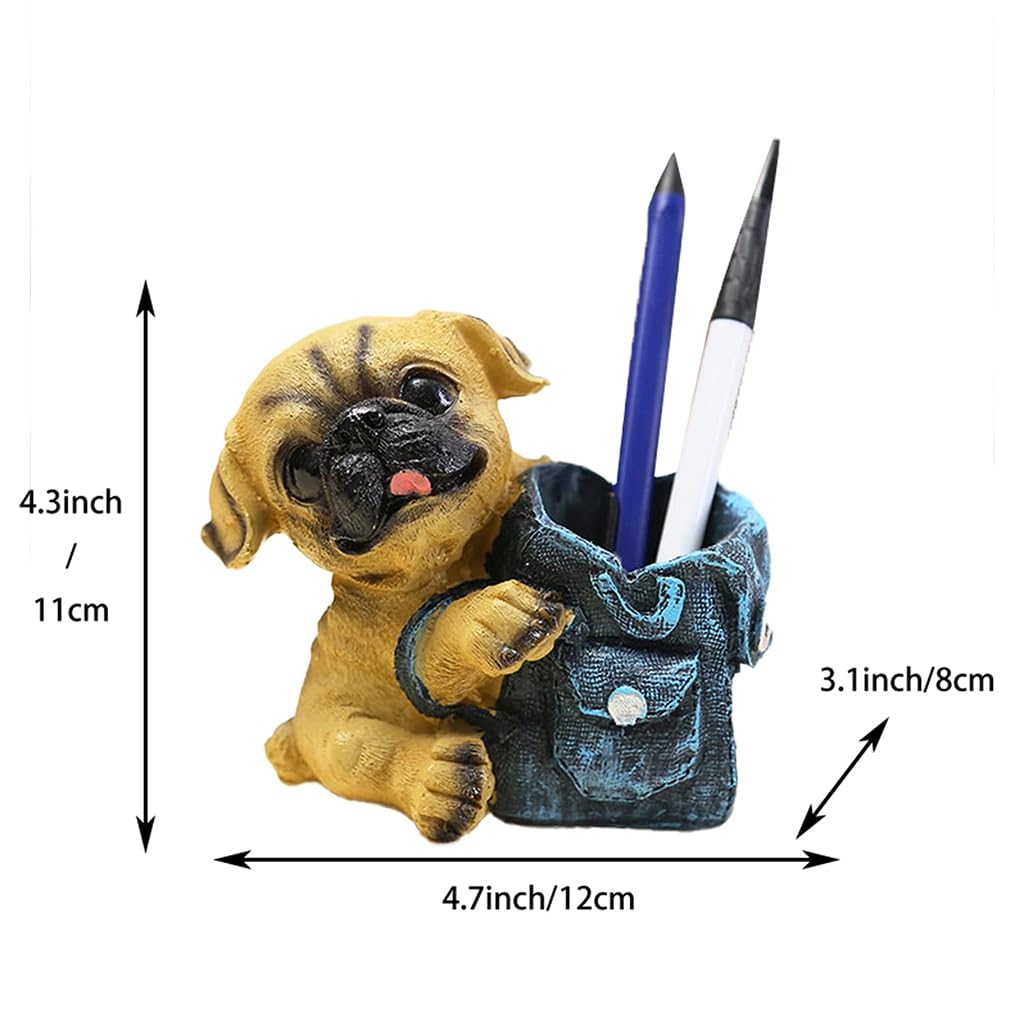 Zibuyu Dog Pen Holder for Office Desk featuring Resin Figurine Cup | Adorable Organizer
