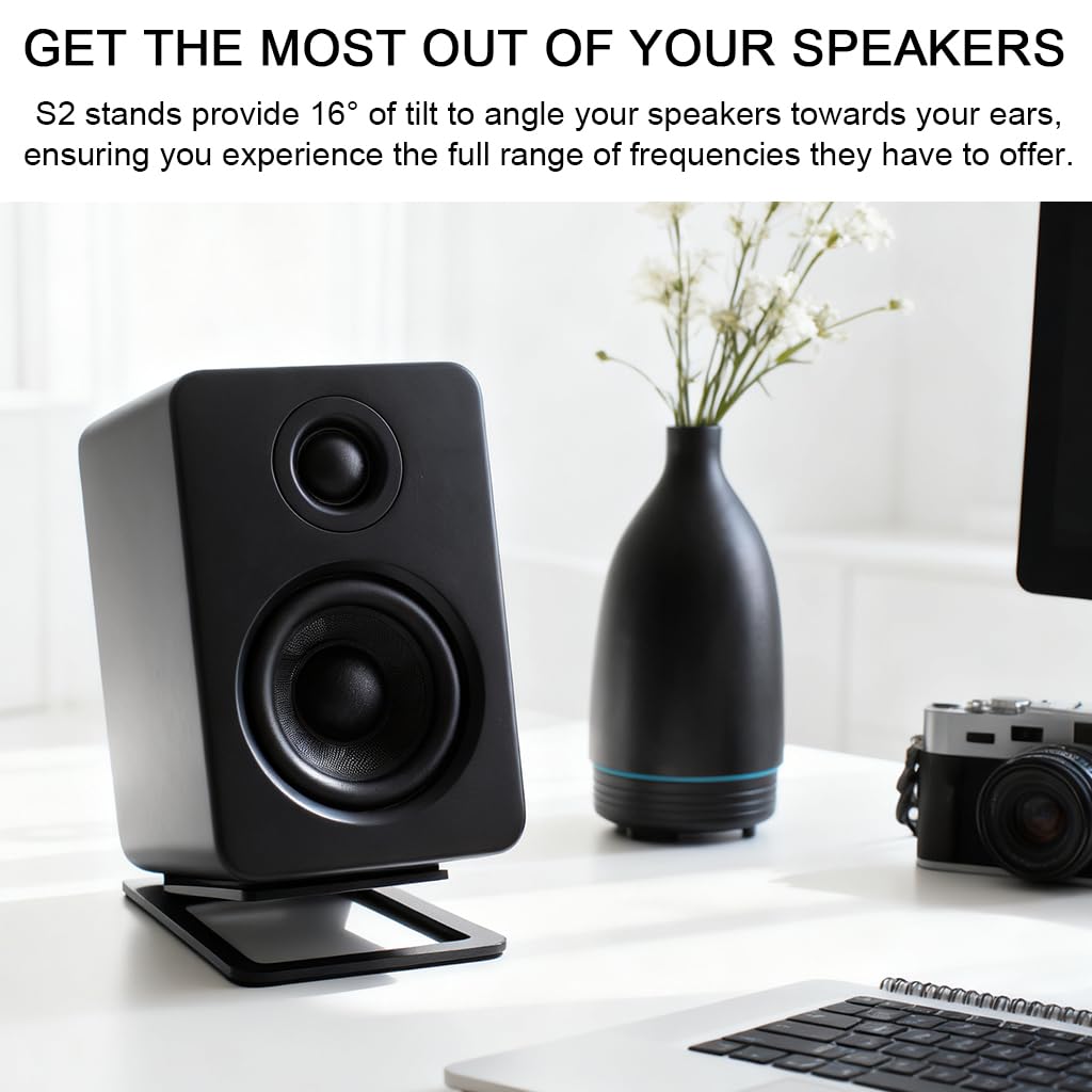 ZORBES Desktop Speaker Stands for Bookshelf or Monitor Speakers with Anti‑Vibration Carbon Steel Build | 2 Pack Supports Up to 4.5kg