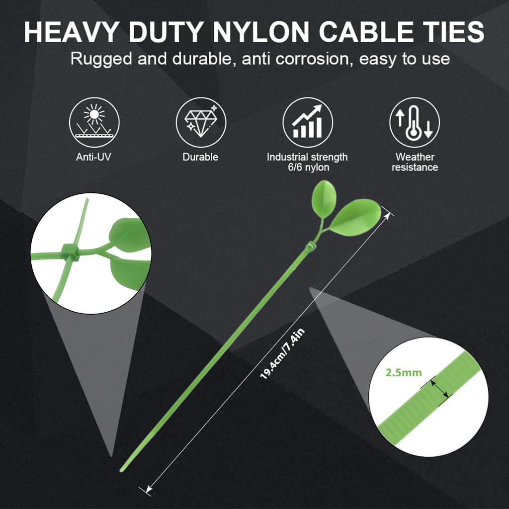 HASTHIP Plant Ties for Climbing Roses and Indoor Plants featuring 20pcs 20cm Nylon Clips with Leaf Charms