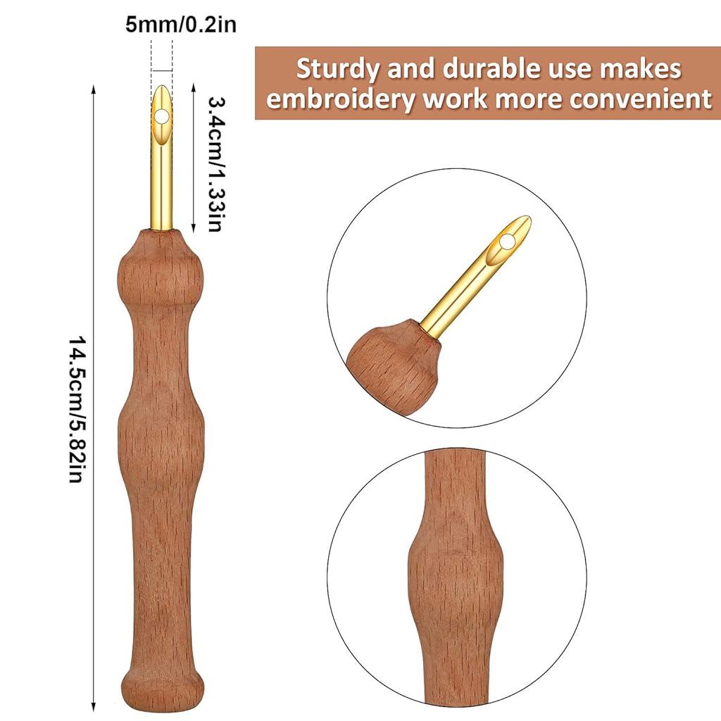 HASTHIP® 51PCS Fullset Punch Needle Embroidery Starter Kit Rug Tool Threader Fabric Hoop Yarn for Beginner