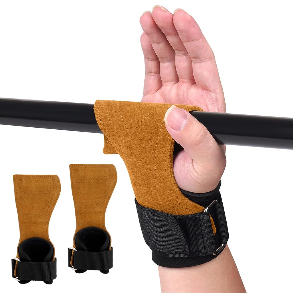 Optifit Weight Lifting Grip Wrist Straps for Deadlift and Pull Up with Anti Slip Leather Pads | Adjustable Wrist Support