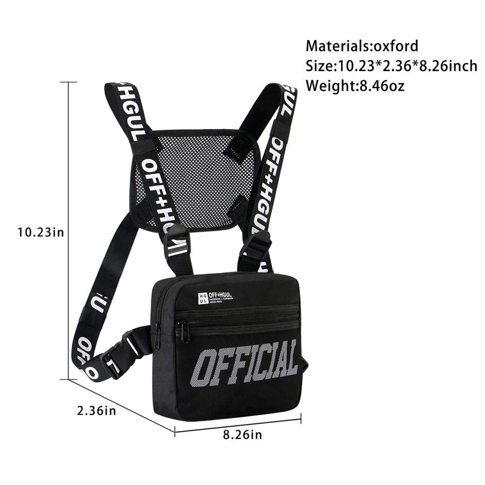 GUSTAVE Chest Bag for Hiking and Running with 11.81×1.97×9.45 in Capacity | Waterproof Oxford