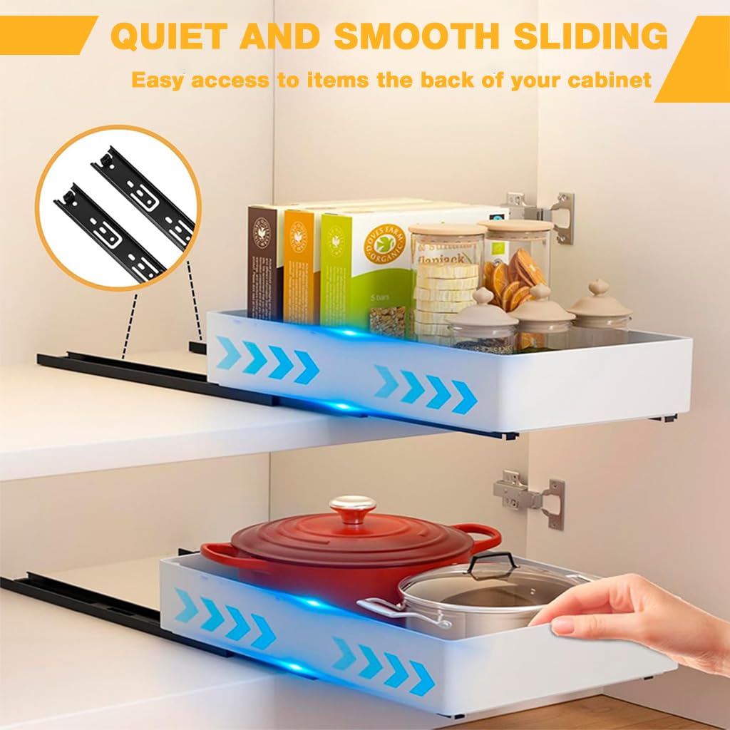 HASTHIP Pull Out Cabinet Organizer for Kitchen with 3 Piece Set and Smooth Sliding Rail