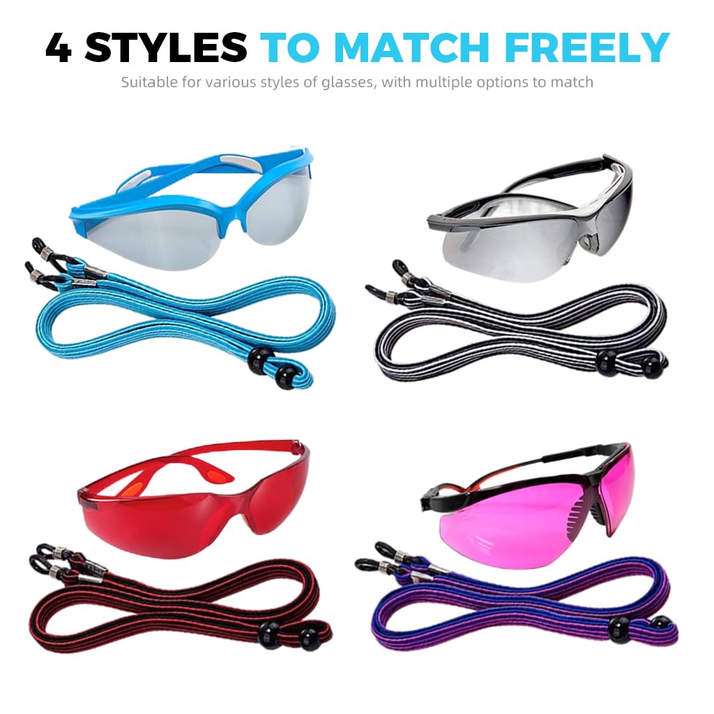 HASTHIP Specs Holder Strap for Glasses with Adjustable Grippers and 27.5 in Polyester Cord | 4Pcs Set for Active Wear
