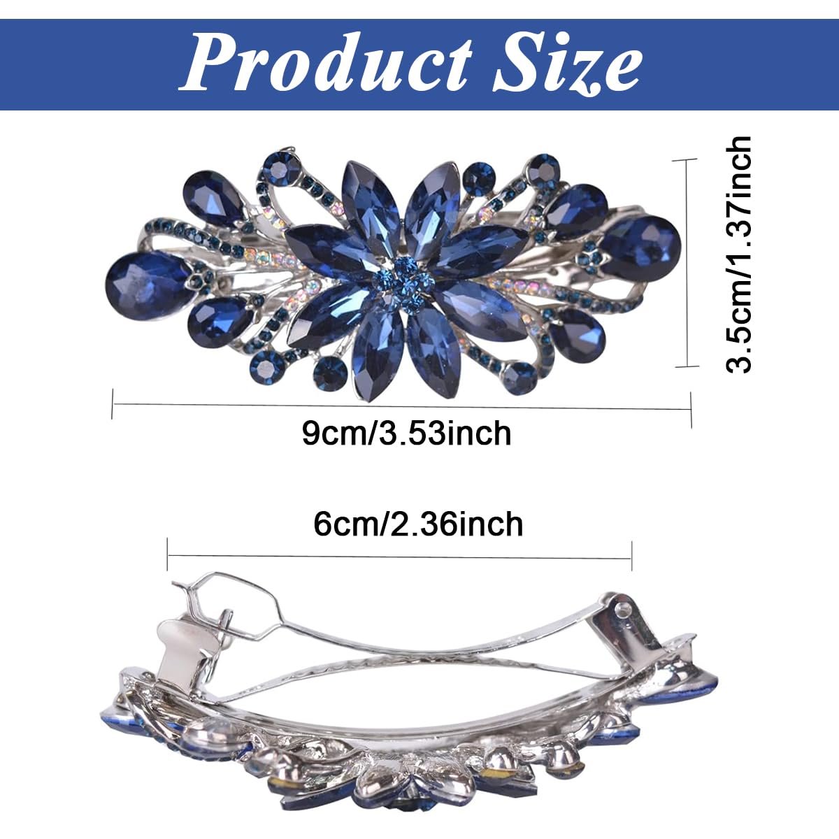 PALAY® Hair Clips for Women Floral Rhinestone Center Clips for Hair for Women Stylish Spring Hair Barrette Back Clips for Hair Mother's Day Gift