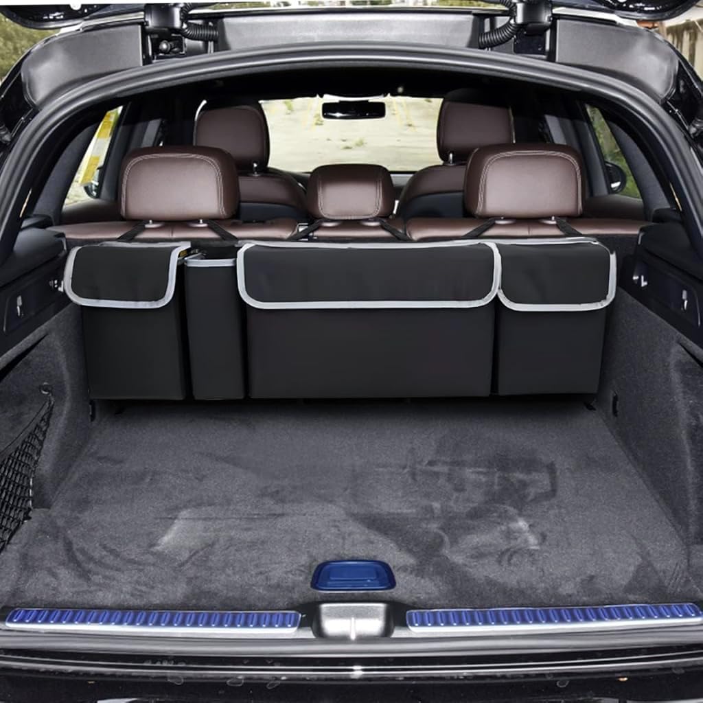 STHIRA Car Trunk Organizer for SUV and Truck with Adjustable Straps and 4 Pockets | 90x12x25cm Waterproof Oxford Cloth Collapsible Storage