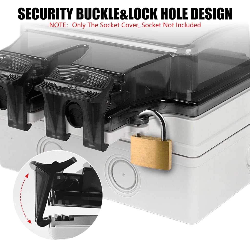 Serplex Waterproof Cover for Duplex Outlet with Flip Up Lid 86×146mm ABS Case | Outdoor Use