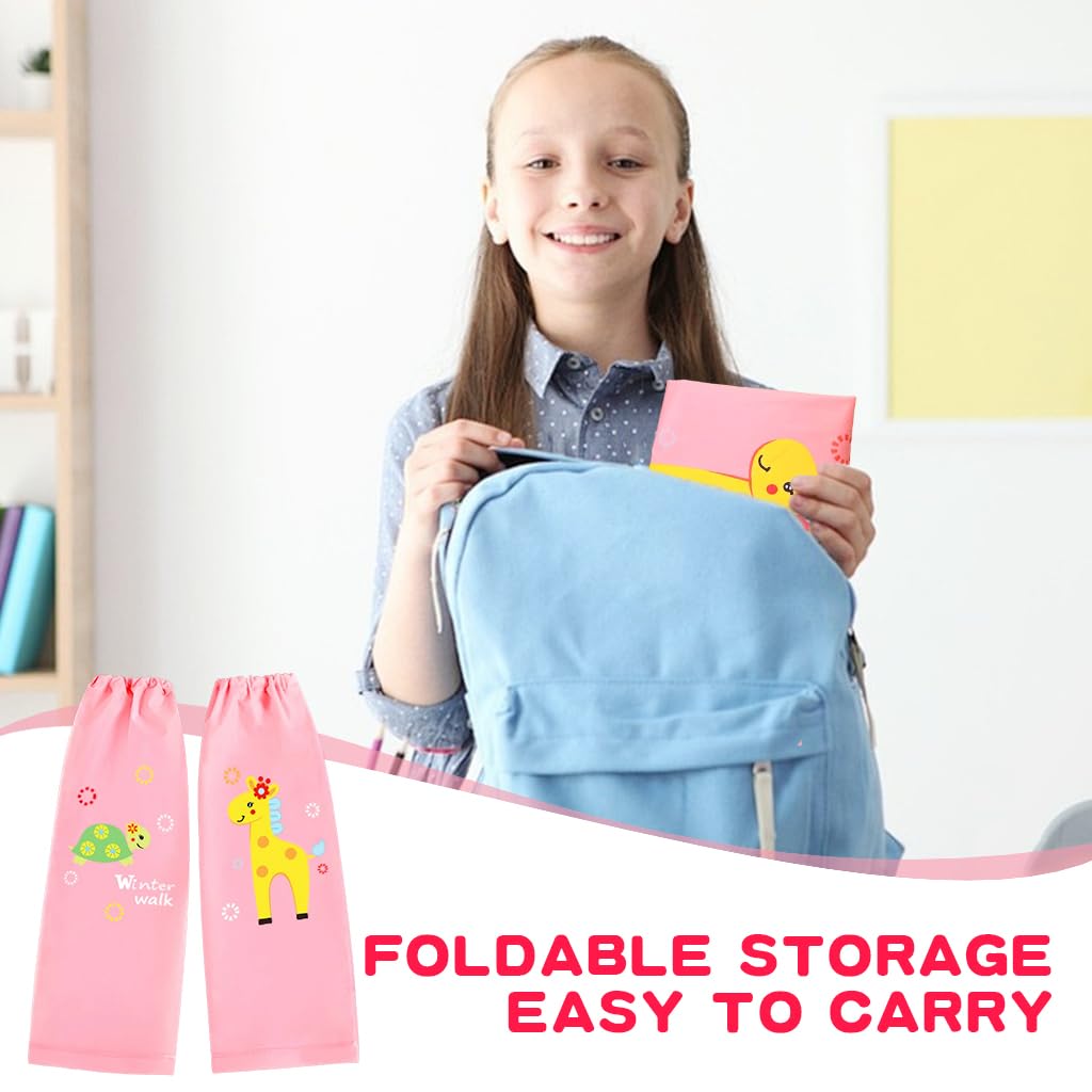 PALAY Rainboot Cover for Girls with Elastic Closure featuring 17.3 in EVA Waterproof Gaiters | Cartoon Print Pink
