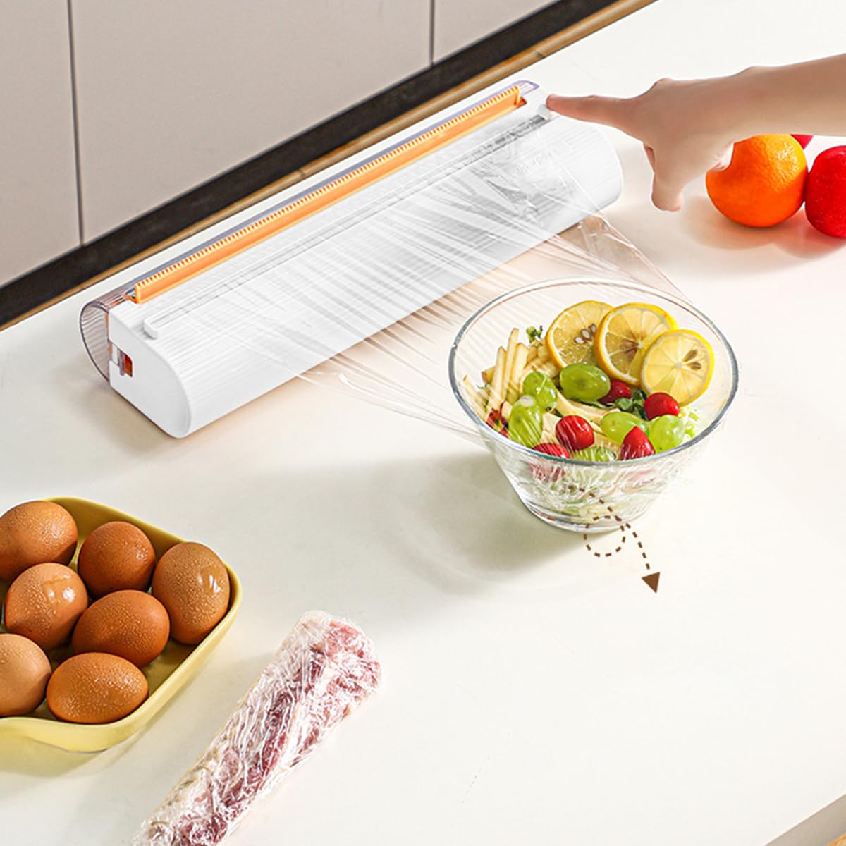 HASTHIP Plastic Wrap Dispenser for Aluminum Foil and Baking Paper with Slide Cutter | 11.8 in Roll Capacity and Strong Magnet Base