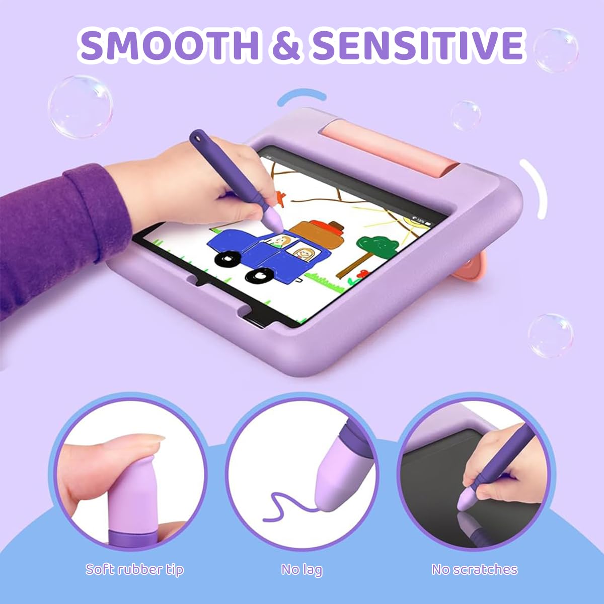 ZORBES Kid Stylus Pens for Touch Screens with Lanyard Silicone Coatingg Tablet Stylus for Writing, Drawing, Kids Stylus Pens for iPad/iPhone/Tablets/Kindle and All Touch Screen Devices, 2Pcs