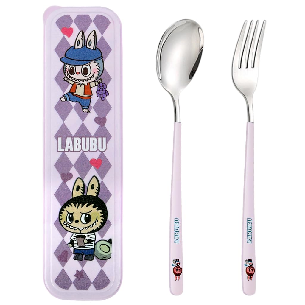 Supvox Fork and Spoon Set for School and Picnic with Storage Case | Stainless Steel Utensils