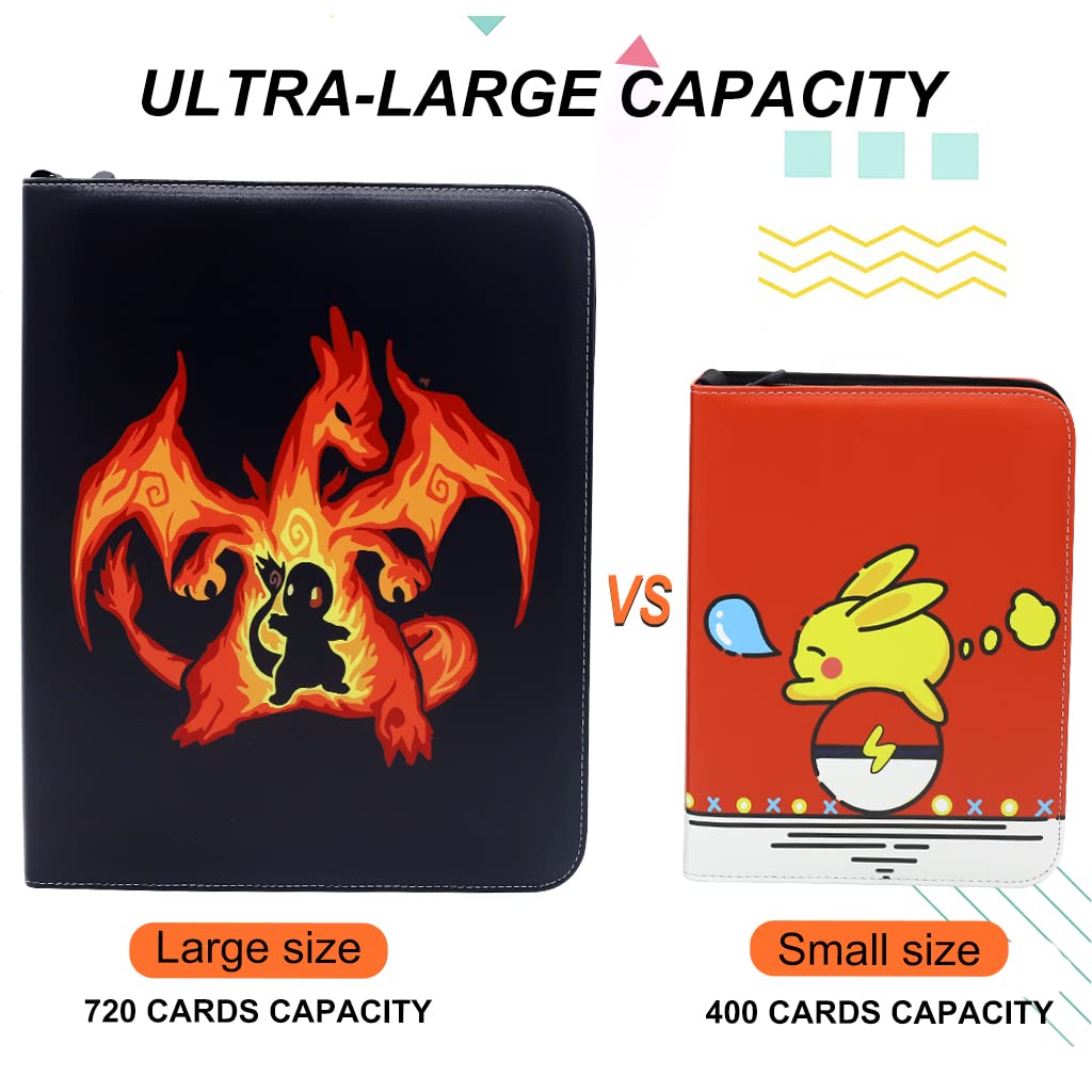 PATPAT Trading Card Binder for 720 Pokemon Cards with Zipper Case and 3 Ring Design | Gift for Kids