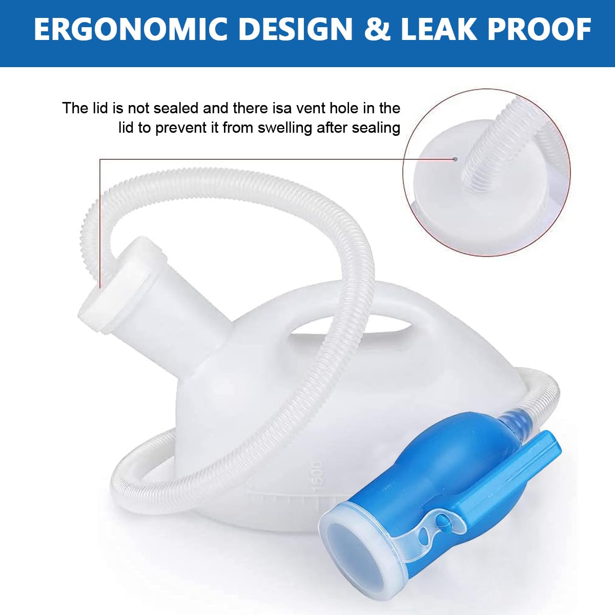 HANNEA Urine Collector for Men with 2000ml Capacity and 5.2ft Tube | Leakproof Reusable Travel Urinal