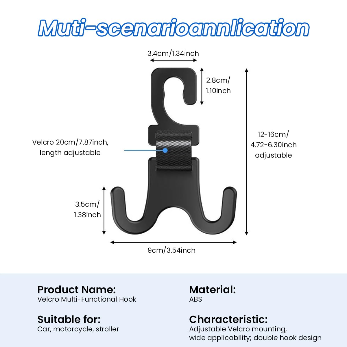 STHIRA Car Headrest Hook for Handbags and Backpacks featuring 2pcs Dual-Grip Design | Plastic Universal Organizer