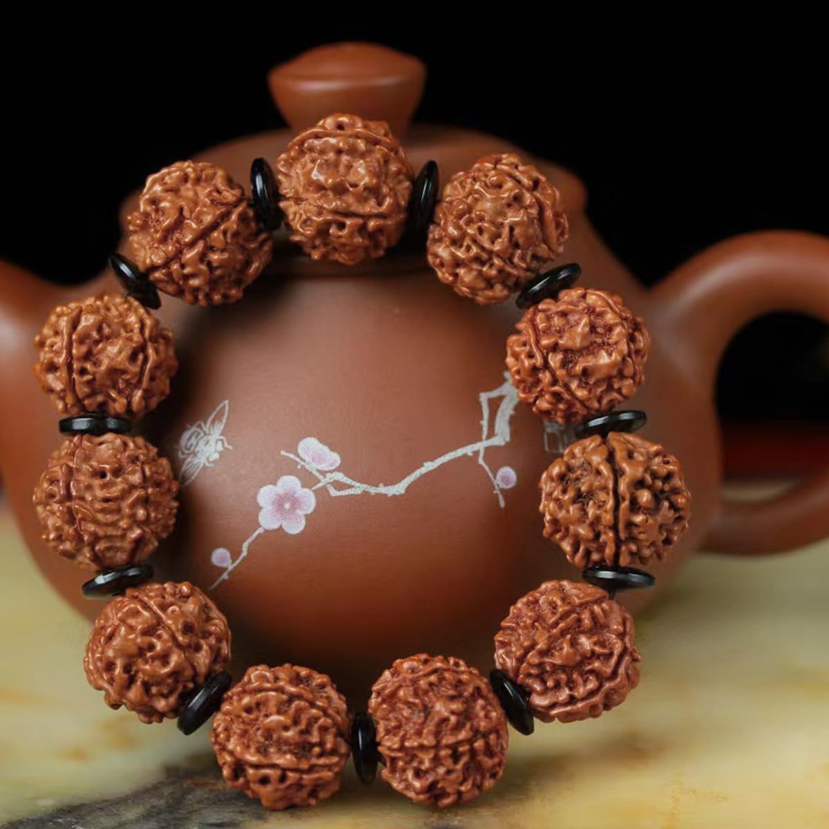 Venzina Rudraksha Bracelet for Meditation and Yoga with 18mm 5 Mukhi Beads | Spiritual Gift