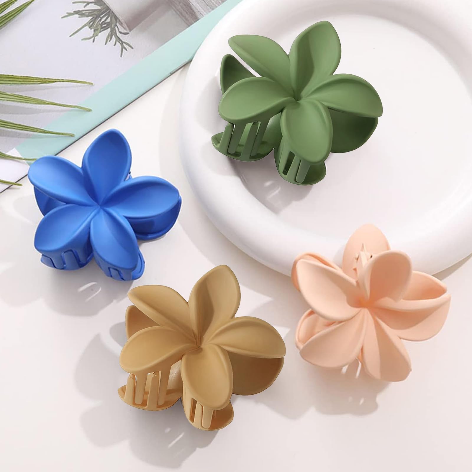 Venzina Claw Clips for Women with Crossing Claws and 3.15 in Floral Design | 5 Pcs Set