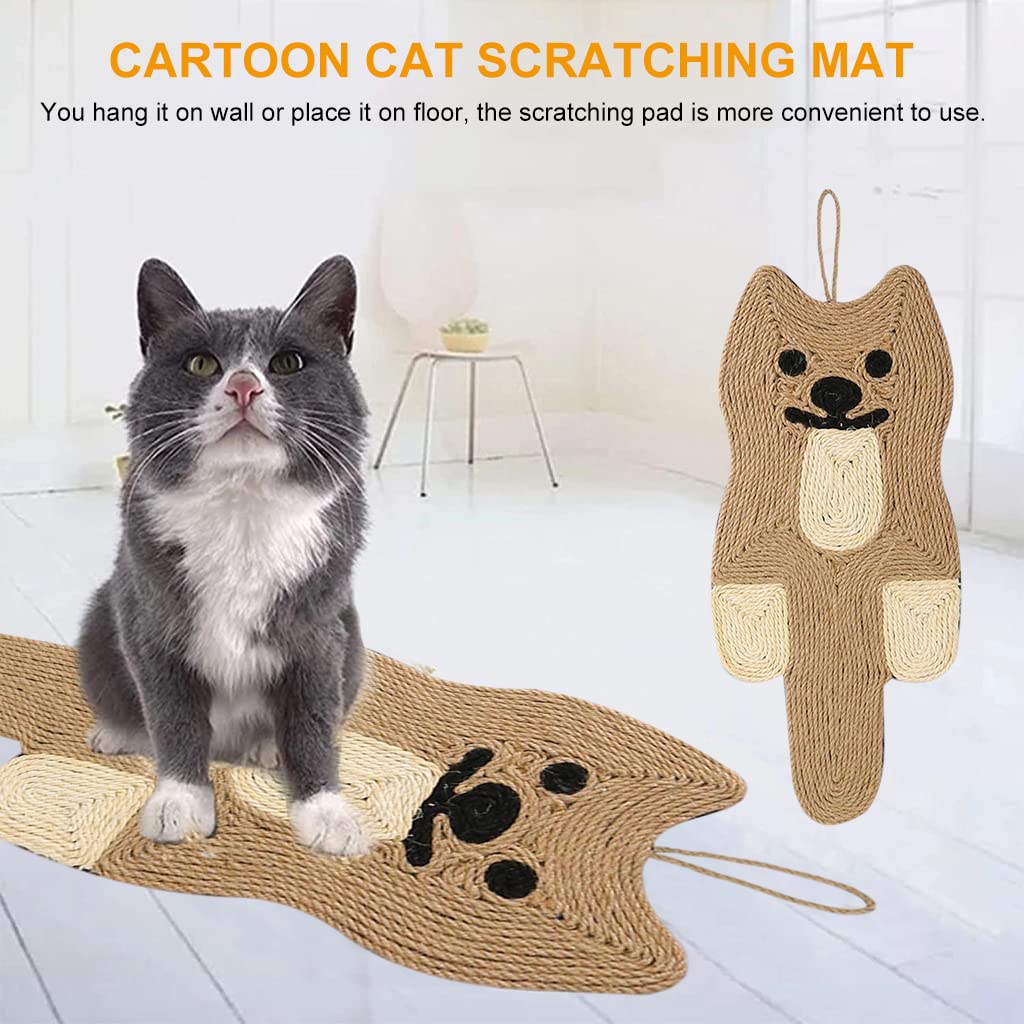 Qpets® Creative Cat Scratcher Mat,21.3''*9'',Natural Sisal Cat Scratch Mat,Non-Slip Cat Scratching Mat,Cats Floor Scratching Pad,No More Scratches on Sofa