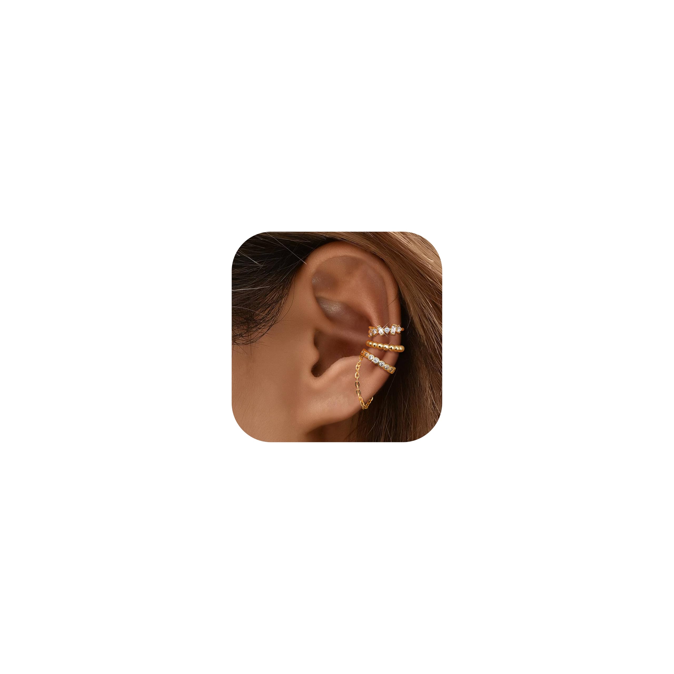 SANNIDHI® Ear Cuff Earrings for Women Non Piercing 14K Gold Plated Ear Cuff for Non Pierced Ears Clip on Cartilage Earring