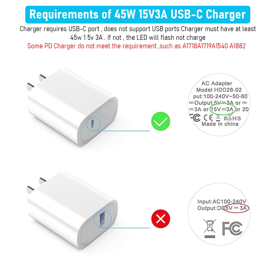 Verilux Type C Charging Cable for Microsoft Surface 5.9ft 45W with Magnetic Connector | Nylon Braided