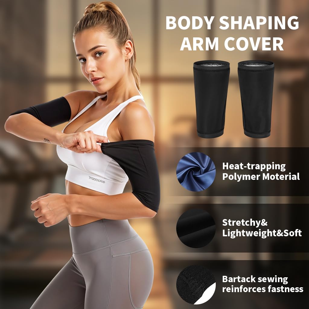 HANNEA Arm Trimmers for Women with Thermal Compression Fabric | Enhances Sweat & Toning