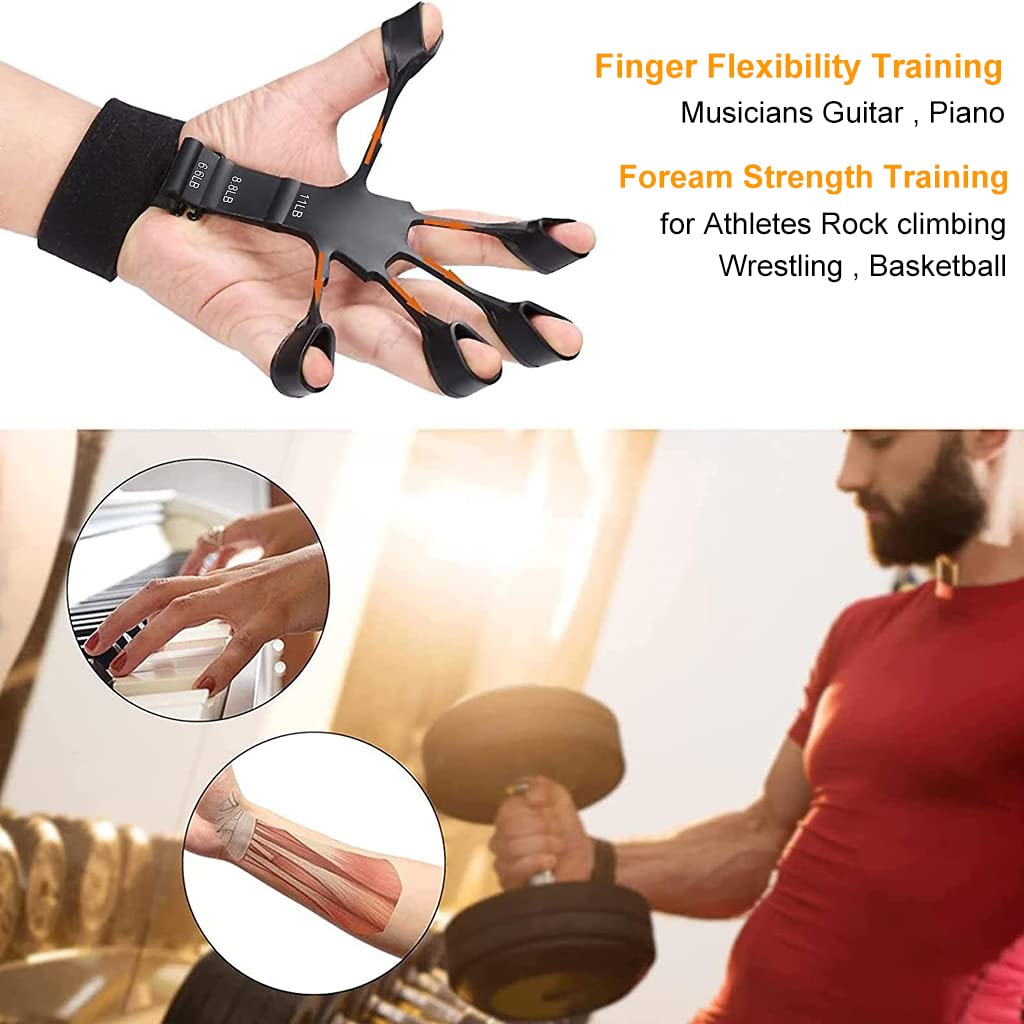 Proberos Finger Gripper for Hand Strength Training with 3 Adjustable Resistances | Silicone Wrist Support Exerciser