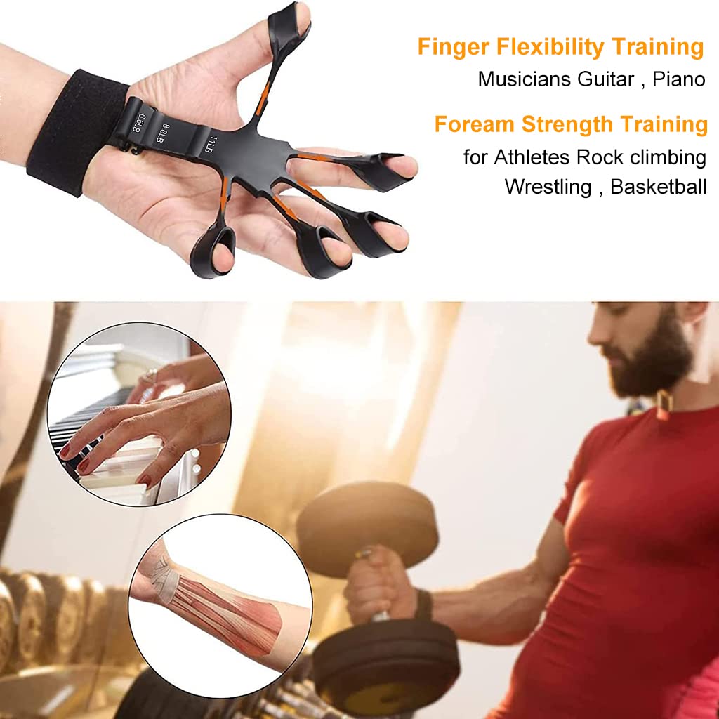 Proberos® 2023 New Finger Gripper for Veins, 3 Gears Adjustable Silicone Finger Exercise Equipment For Finger Grip & Exercise, Finger Stretcher Trainer Stress Relief Improve Finger Dexterity