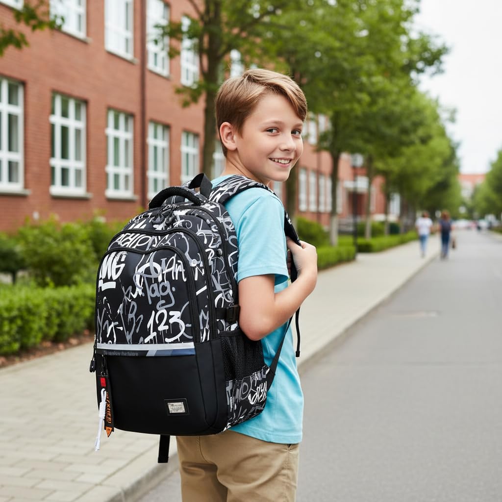 GUSTAVE Backpack for School and Travel with 32L Capacity featuring Ergonomic Design | Waterproof Nylon for Teens