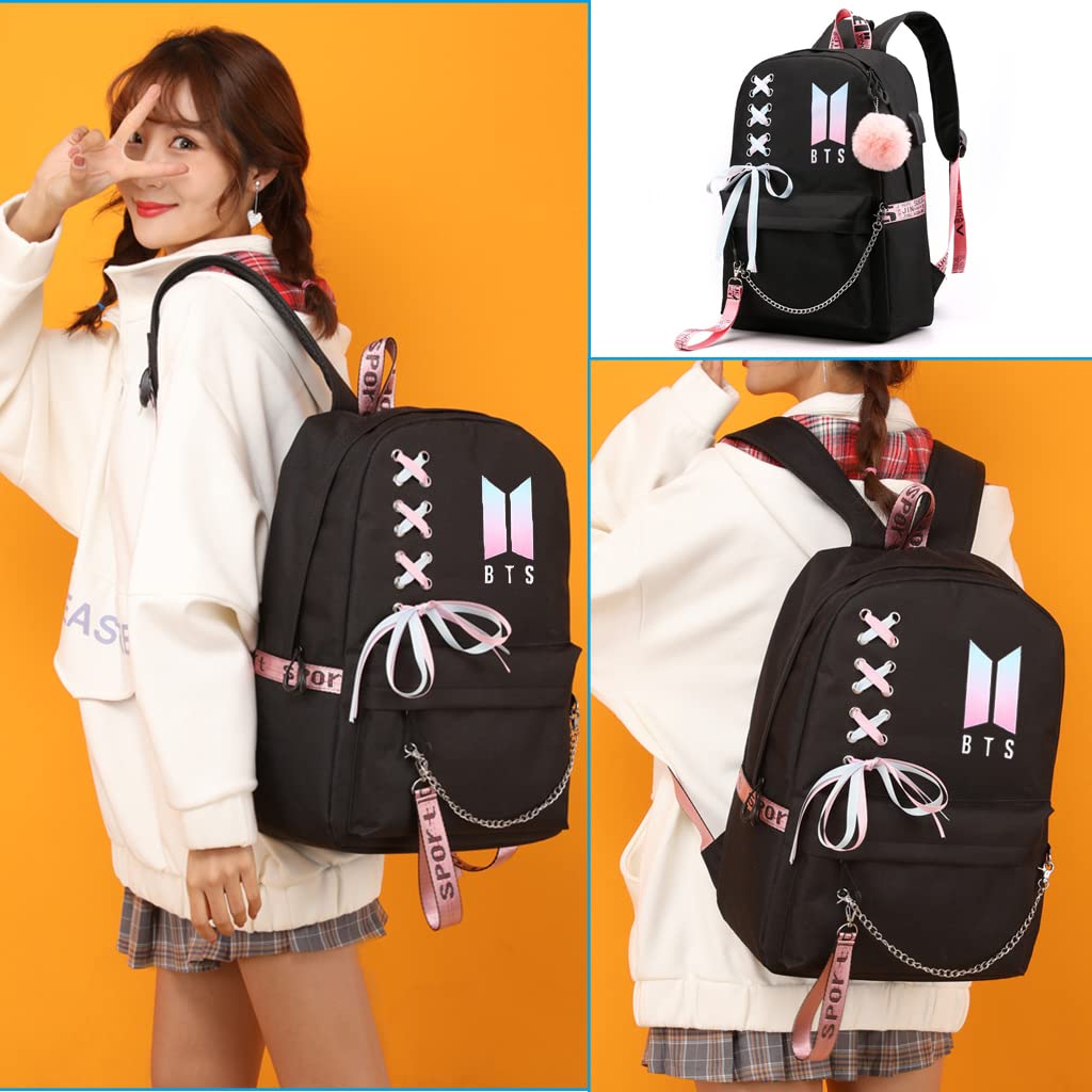 PALAY School Backpack for College Girls with USB Charging and Headphone Port 35L Black