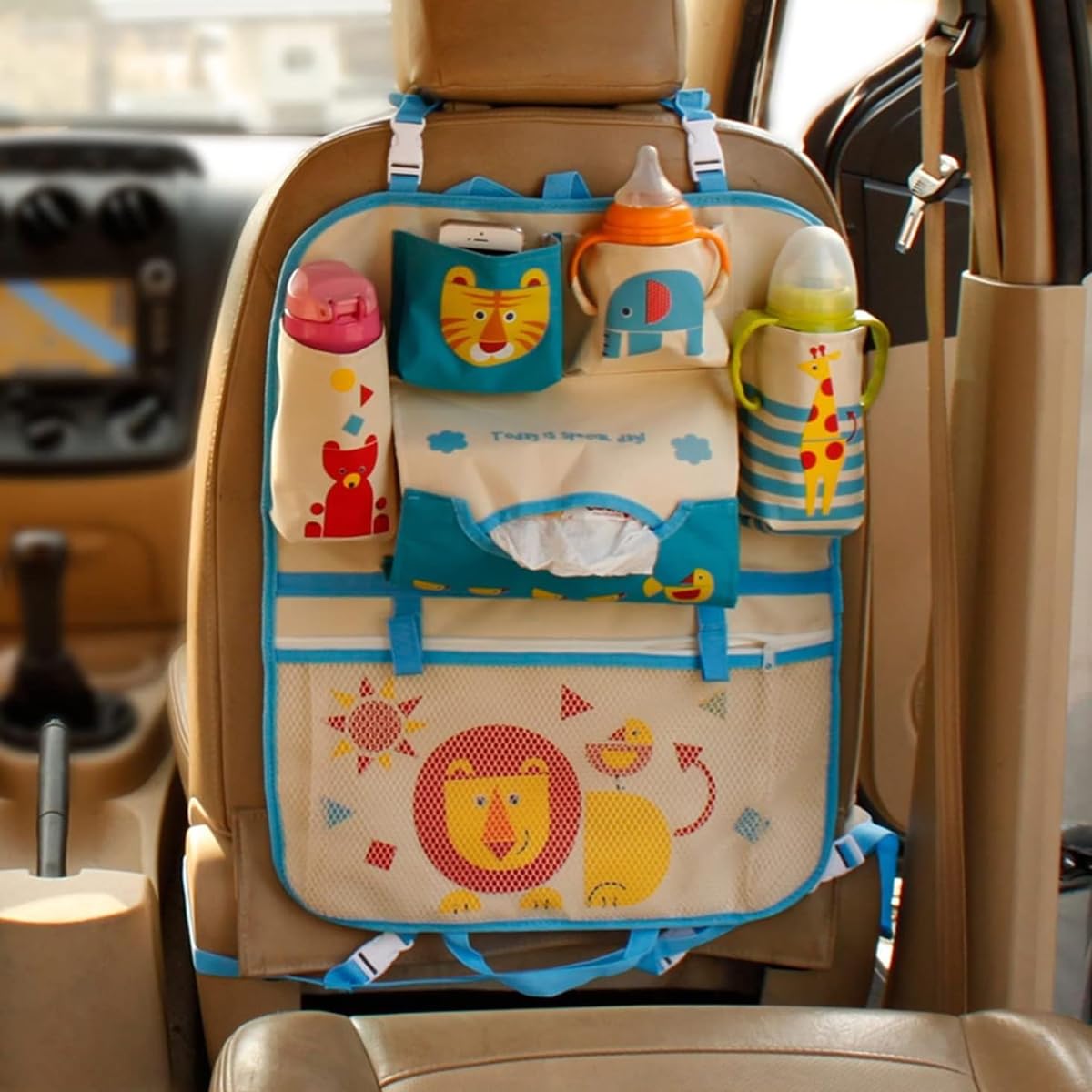STHIRA Car Back Seat Organizer for Auto Storage with Multi Pockets and 43 x 53cm Oxford Fabric | Kids and Family Use