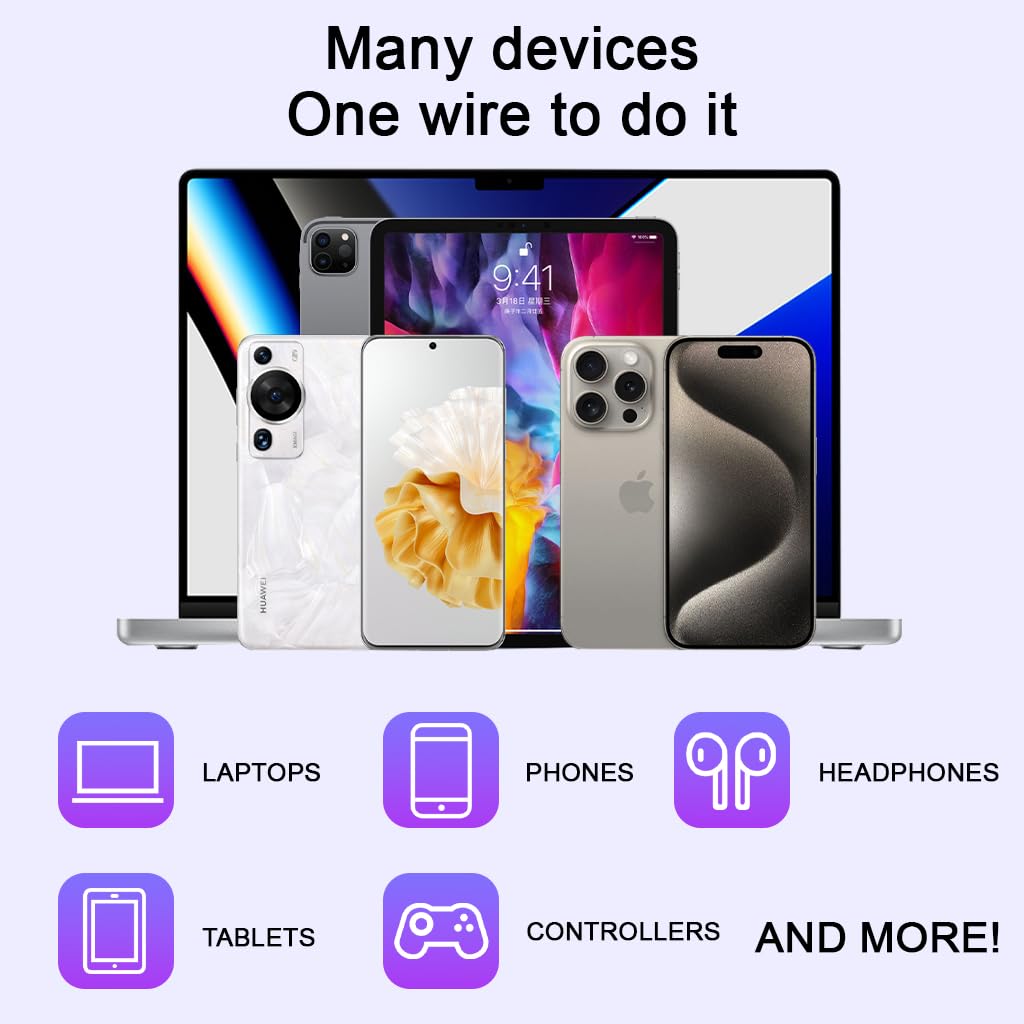 Verilux Type C to Type C Cable for Fast Charging with 100W PD and 6.6ft Silicone Design