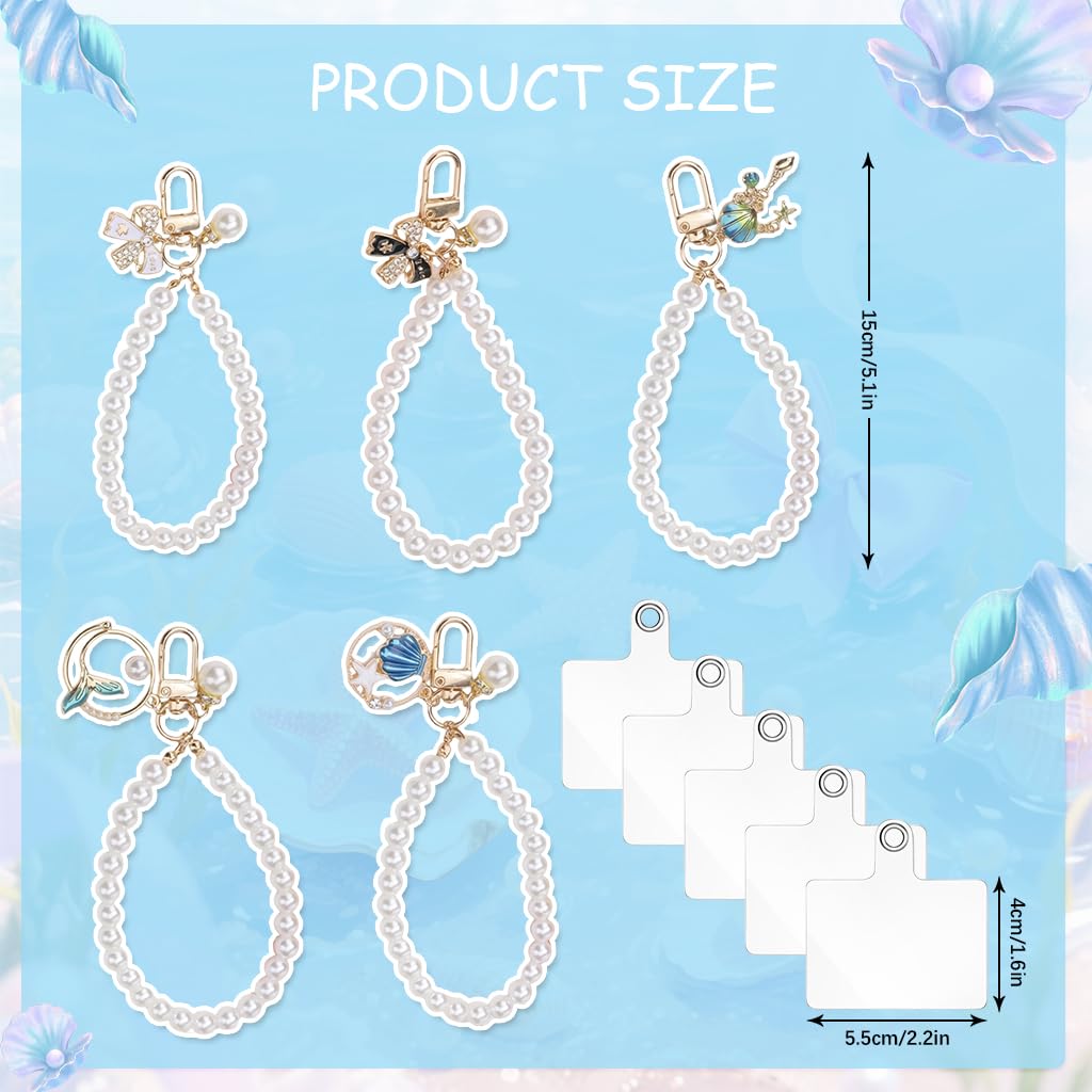ZORBES Phone Wrist Straps for Girls with 5 Attachment Panels and Seashell Charms | Friendship Gift Set