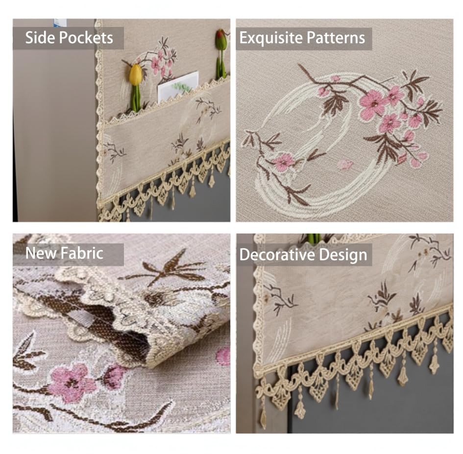 ZIBUYU Fridge Cover Top with Multi Pocket Storage for Kitchen featuring Waterproof Polyester | Dustproof Protection for Front Load Appliances