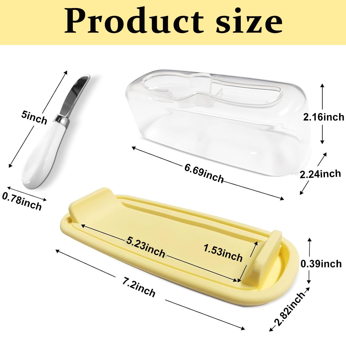 HASTHIP Butter Dish for Countertop with Transparent Lid and Knife Slot featuring 7.5×3 in Size | Food Grade Silicone Container