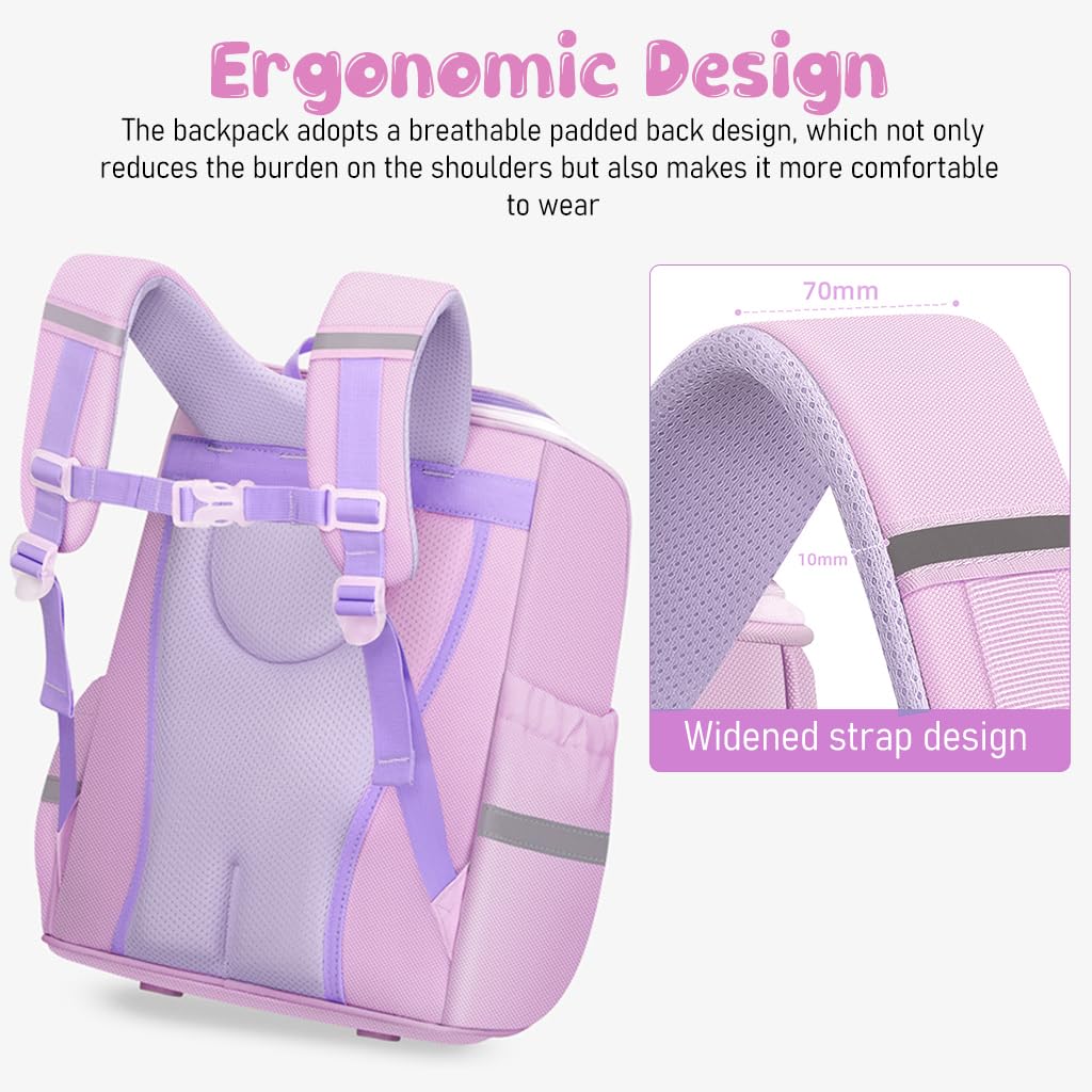 PALAY School Bag for Girls featuring 29x16x36cm capacity with ergonomic padded straps | Unicorn Backpack for Kids 3–6 Years
