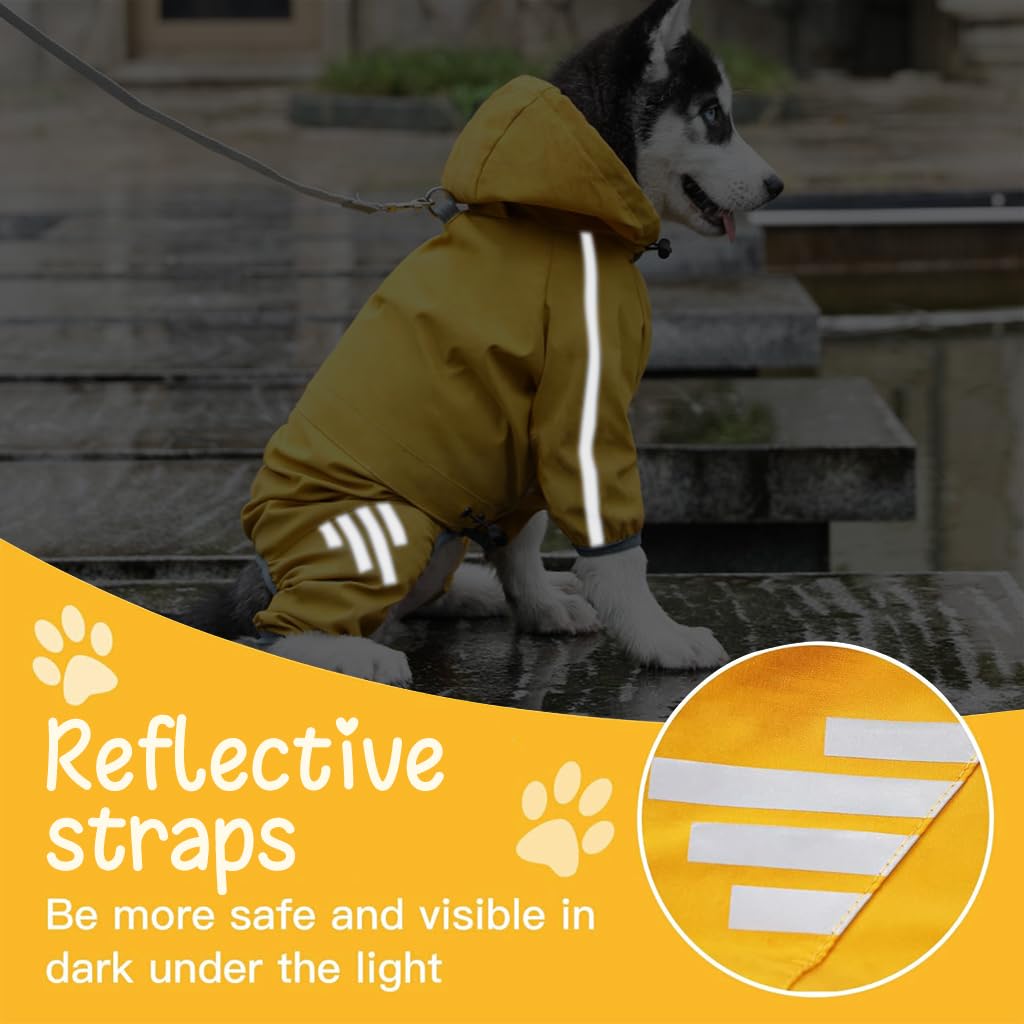 Qpets Dog Raincoat for Small Dogs with Reflective Strip and Button Up Design | Waterproof Polyester 2XL