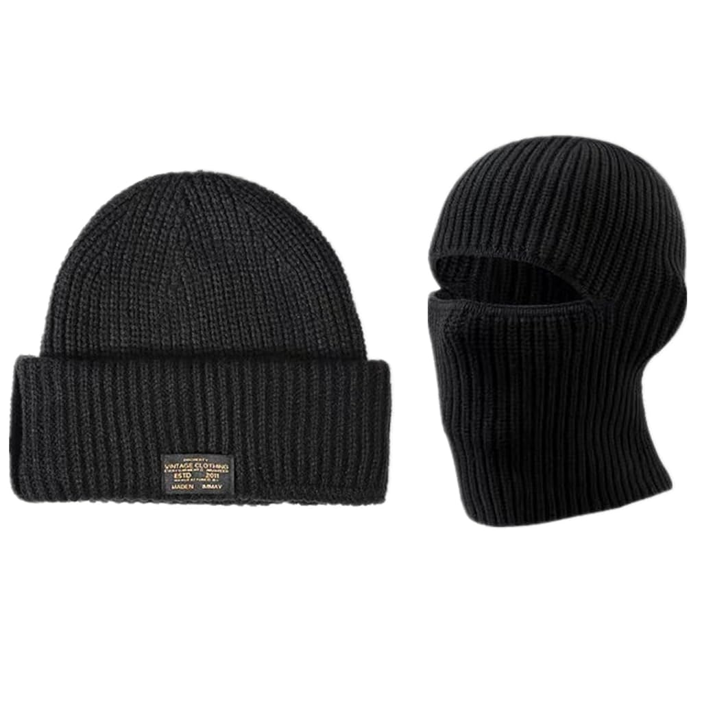 Proberos® Winter Knitted Balaclava Beanie Hat 2 in 1 Variable Beanie Hat for Men Women, Fashion Ribbed Warm Hat, Fold-up Brim Design, Soft Stretchy Winter Warm Hat