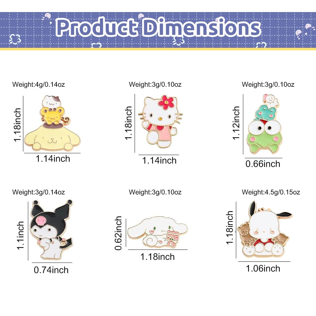 SANNIDHI Brooch Pins for Clothing and Accessories featuring 6 Enamel Alloy Designs | Cute Gift for Kids and Women