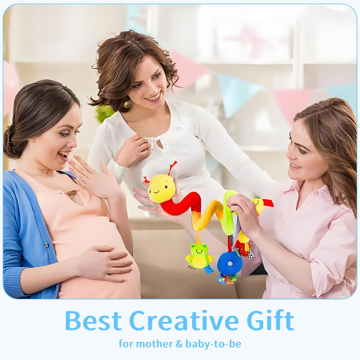 Snowie Soft Stroller Toy for Pram and Car Seat with Mirror and Sensory Spiral | Multicolor Baby Activity Toy