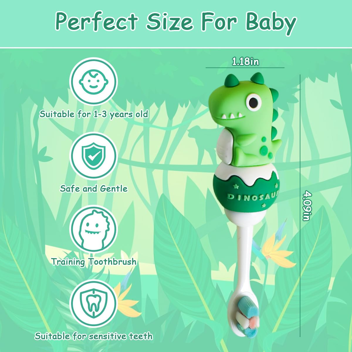 SNOWIE SOFT Kids Toothbrush for Ages 1–6 with Ultra Soft Bristles and Dinosaur Handle | BPA Free