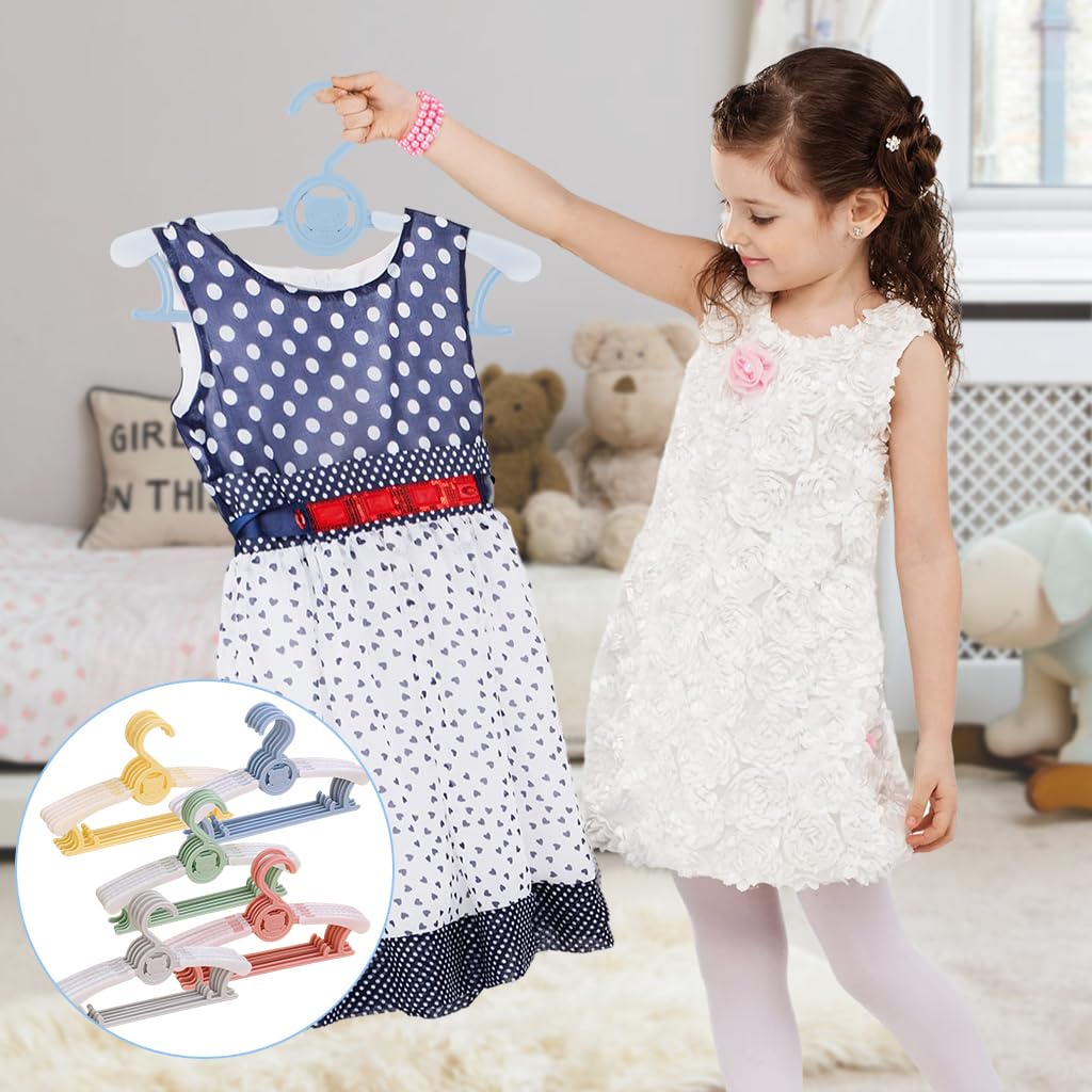 HASTHIP Baby Nursery Closet Hangers for Kids Clothes 20 Pack with Extendable Shoulders | Colorful Non Slip Design