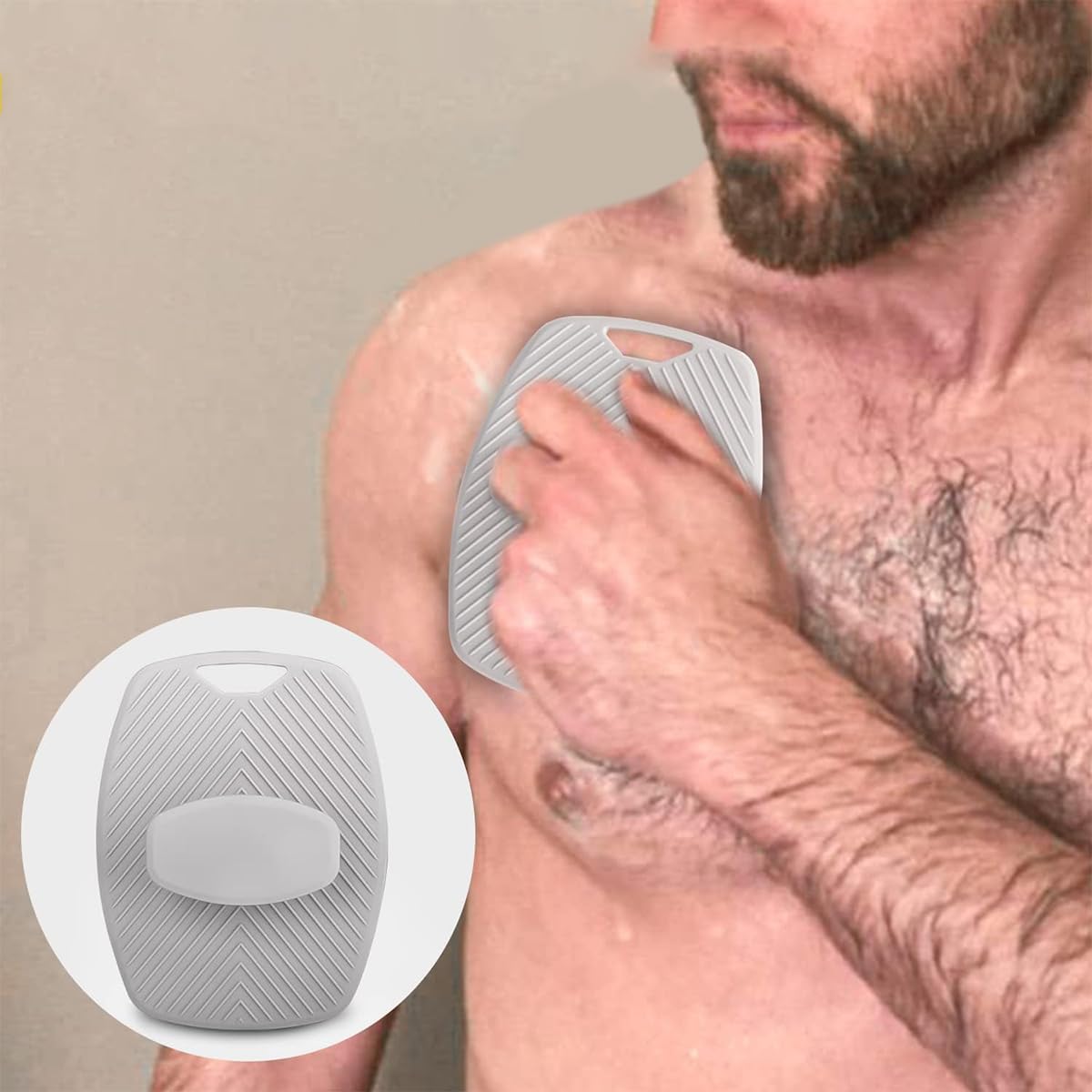 MAYCREATE Silicone Body Scrubber for Shower with Ergonomic No Slip Handle | Exfoliating Pad