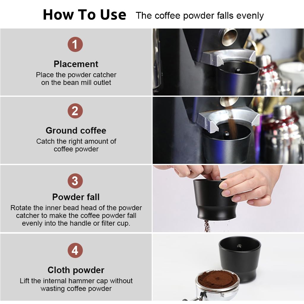 Supvox® Coffee Powder Cup for Coffee Grinder Ground Coffee 2.5 Inches Universal Coffee Powder Catcher for 49-58 Diameter Espresso Coffee Grinder