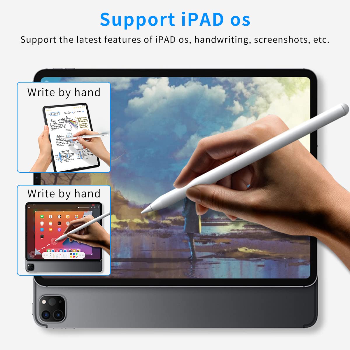 Verilux Stylus Pen Compatible with iPad 2018 and Later, High Precision & Sensitivity, Palm Rejection, Double Tap ON/Off, Power Display, Tilt Sensitivity, Magnetic Attchment, Blue Tooth Connection