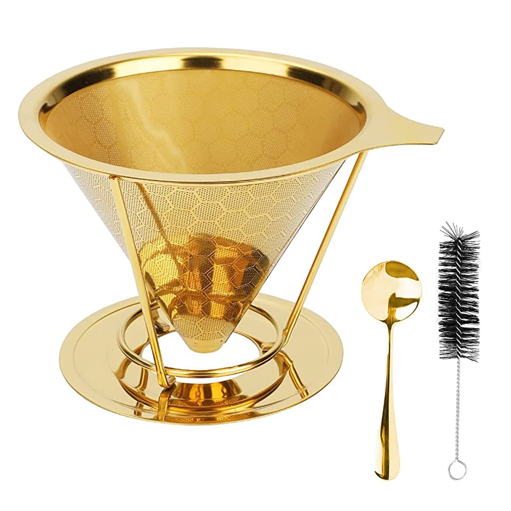 HASTHIP Filter Coffee Maker 800 Mesh for Pour Over Brewing with Dual Layer Stainless Steel | Easy to Clean Paperless Coffee Dripper