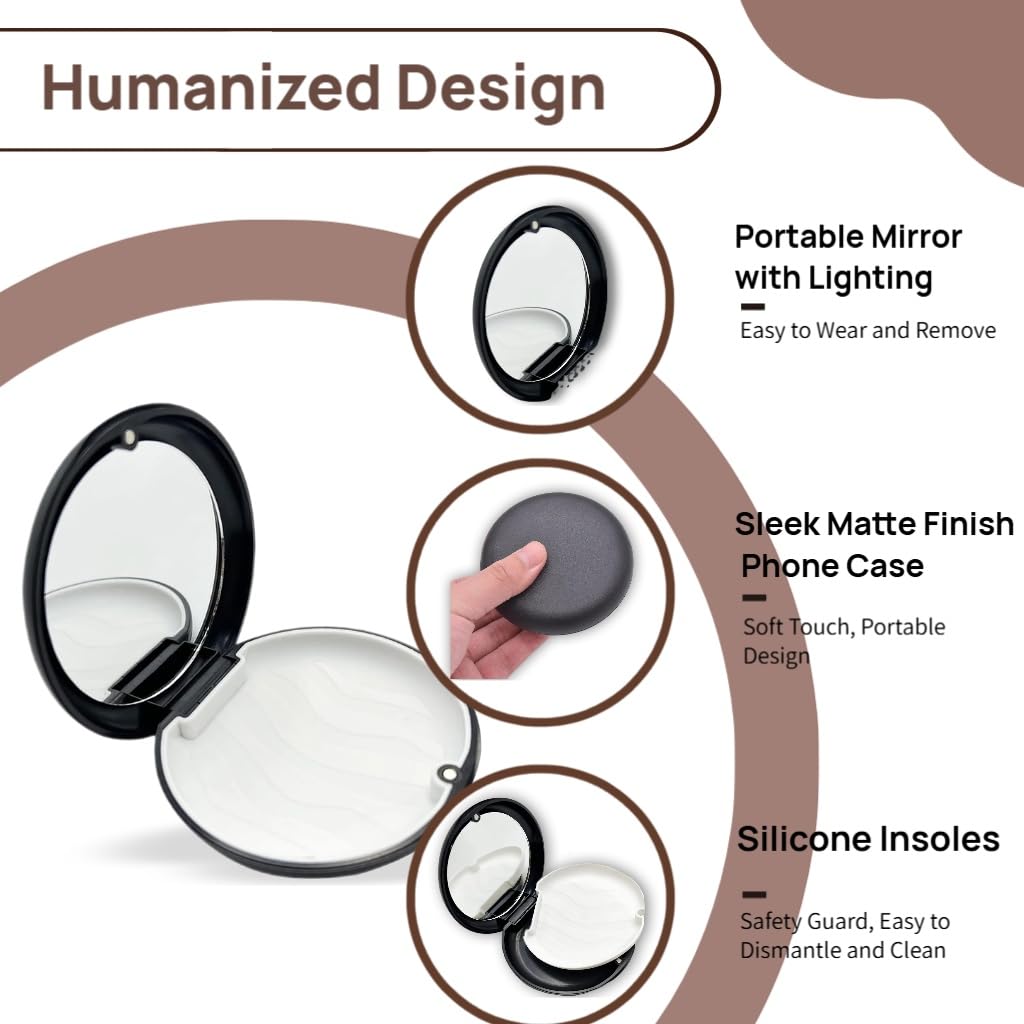 ZIBUYU Orthodontic Retainer Box with Magnetic Closure and Built In Mirror | Dustproof Waterproof Travel Case