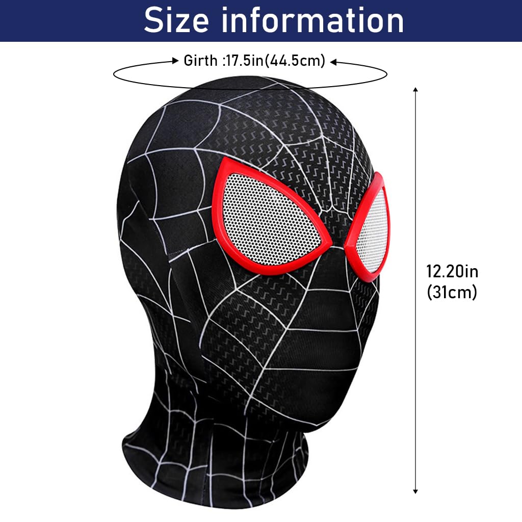 FANCYKU® 2 PCS 3D Spider-Man Mask for Adult Kids, Role Play Superhero Masks for Halloween Masquerade Cosplay, Spiderman Masks Spider Man Cosplay Costumes Superhero Lenses(Red+Black)